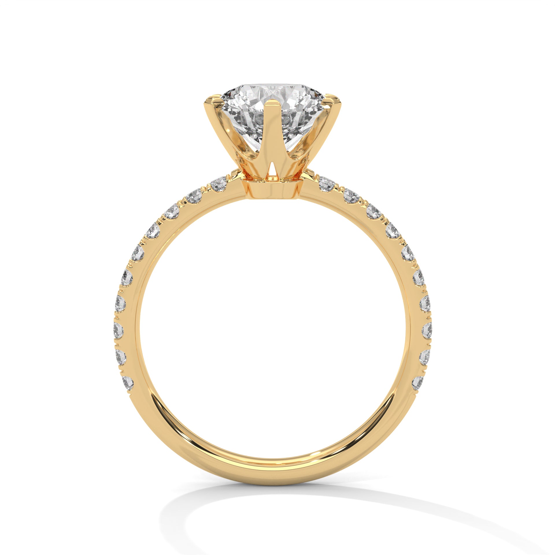 6-Prong Pave Round-Cut Engagement Ring with 2ct Lab-Grown Diamond (F VS1)